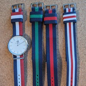 Daniel Wellington - Classic Watch - Silver 40mm w/ 4 NATO straps